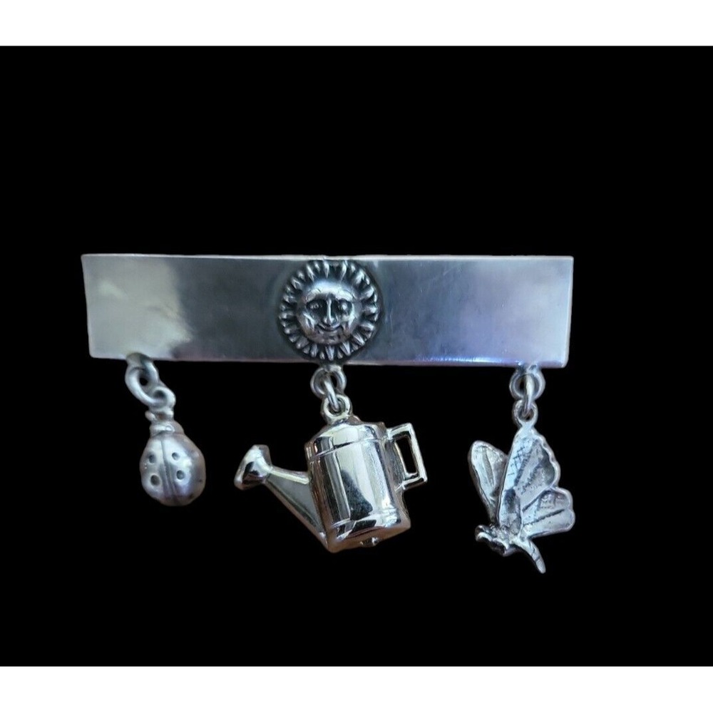 GFMW Great Falls Metal Works Sterling Silver Gardening Sun Ladybug Pin Brooch